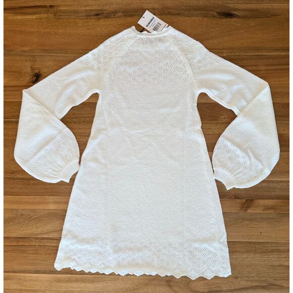 Rumored Pointelle Knit Sweater Mini Dress White Size Small - Picture 4 of 11